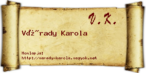 Várady Karola névjegykártya